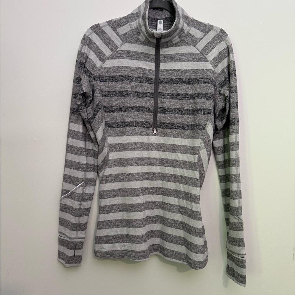 Lululemon Athletica Gray striped quarter zip